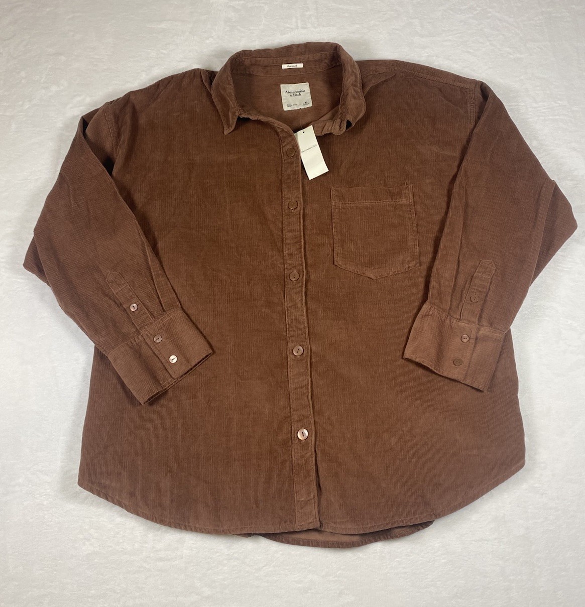Abercrombie & Fitch Women’s Oversized Corduroy Shirt Brown 100% Cotton XL Y2K Abercrombie & Fitch Women’s Oversized Corduroy Shirt Brown 100% Cotton XL Y2K