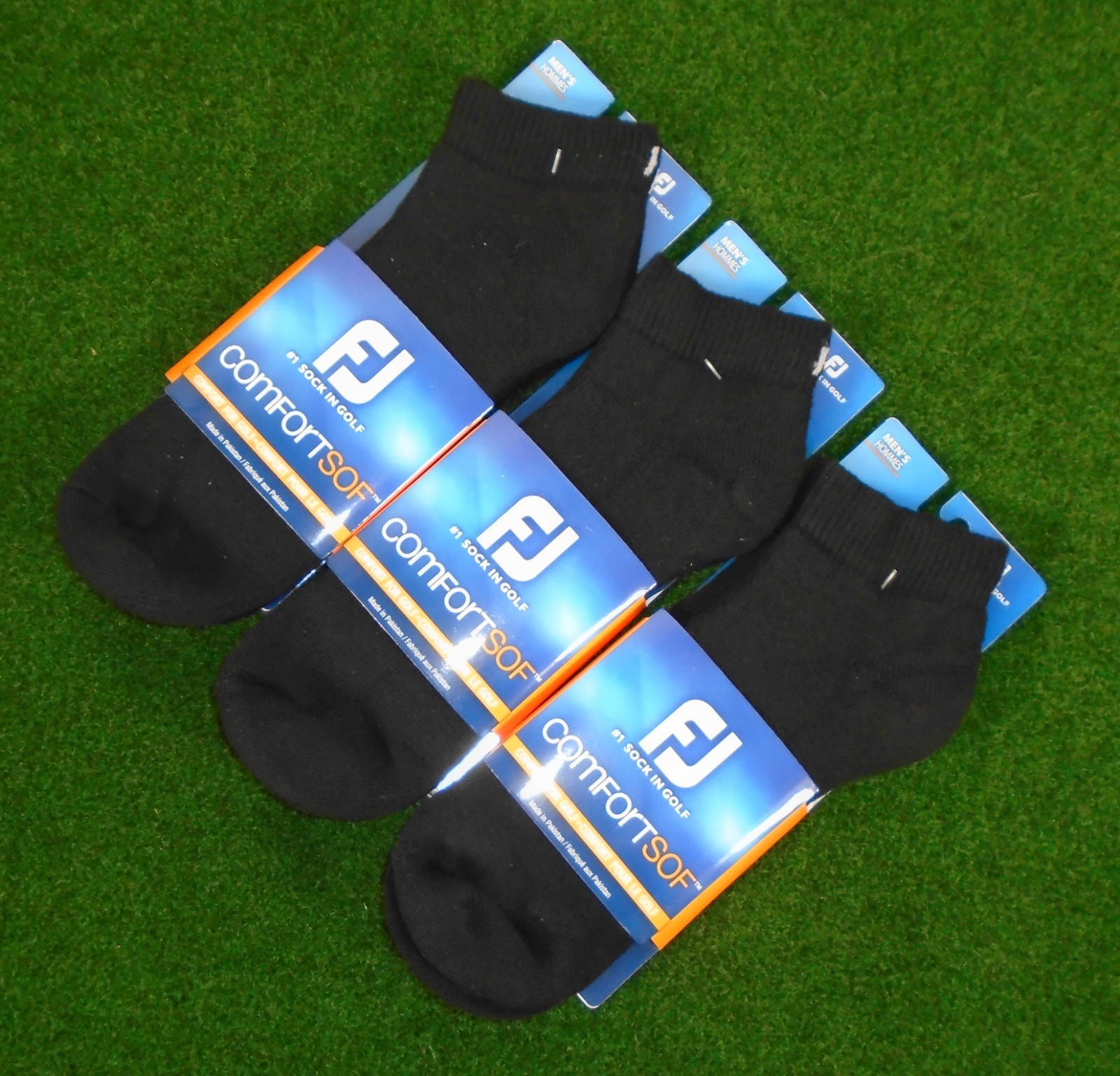 New in Packaging Lot of 3 FootJoy Black ComfortSof Men\'s Sport Socks