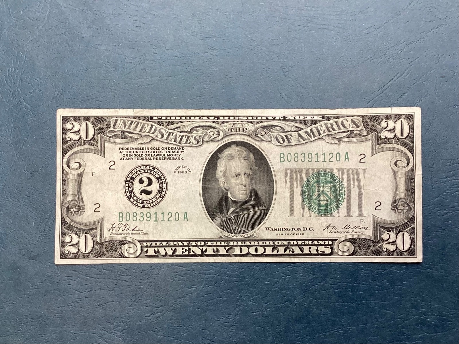1928 $20 DOLLARS New York Federal Reserve - Gold Demand Note