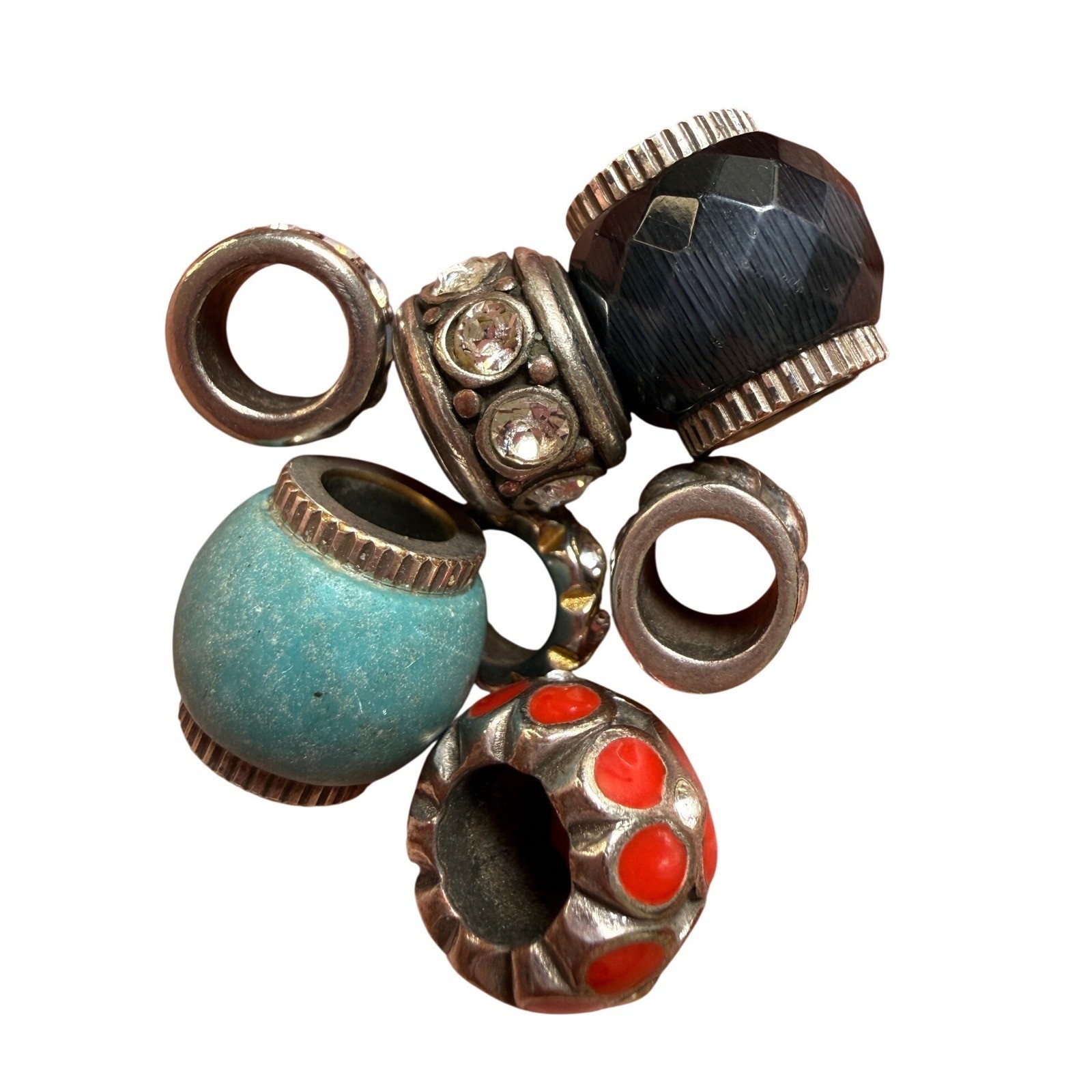 Brighton Jewelry Beads Multicolor Slider Charm Rhinestone Enamel Boho Eclectic