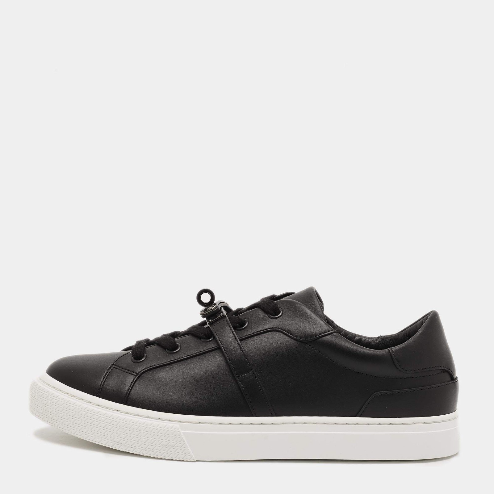 Hermes Day Size 39.5 Black Leather Low Top Sneakers