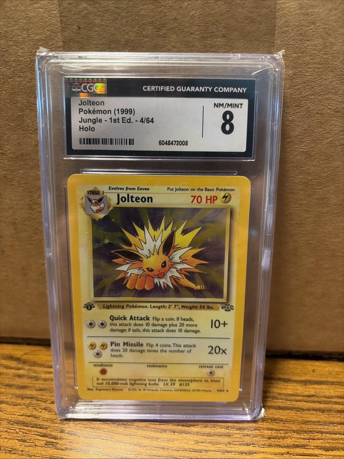 1999 Pokémon Jungle Jolteon Holo 1st Edition CGC 8 NM/MINT