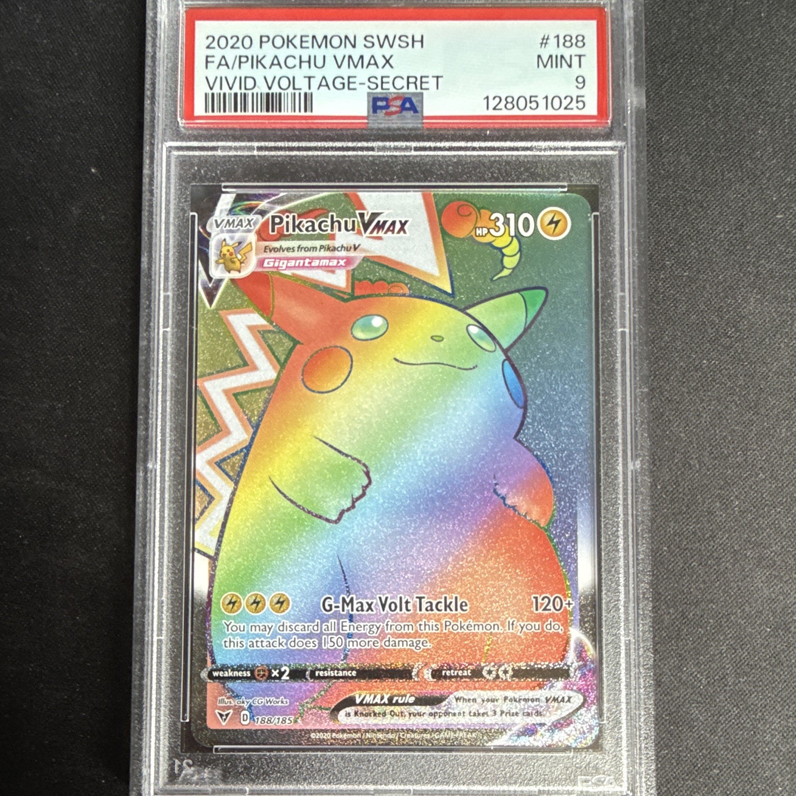 2020 Pokemon Pikachu VMAX 188/185 Vivid Voltage Secret Rare Full Art Holo PSA 9 2020 Pokemon Pikachu VMAX 188/185 Vivid Voltage Secret Rare Full Art Holo PSA 9