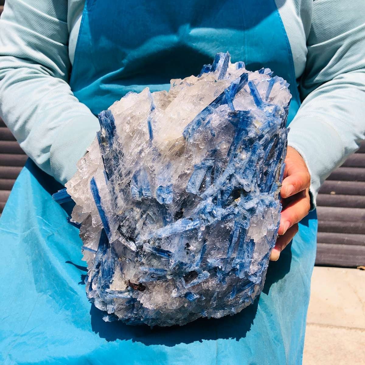 16.12LB Rare Natural beautiful Blue KYANITE with Quartz Crystal Specimen Rough