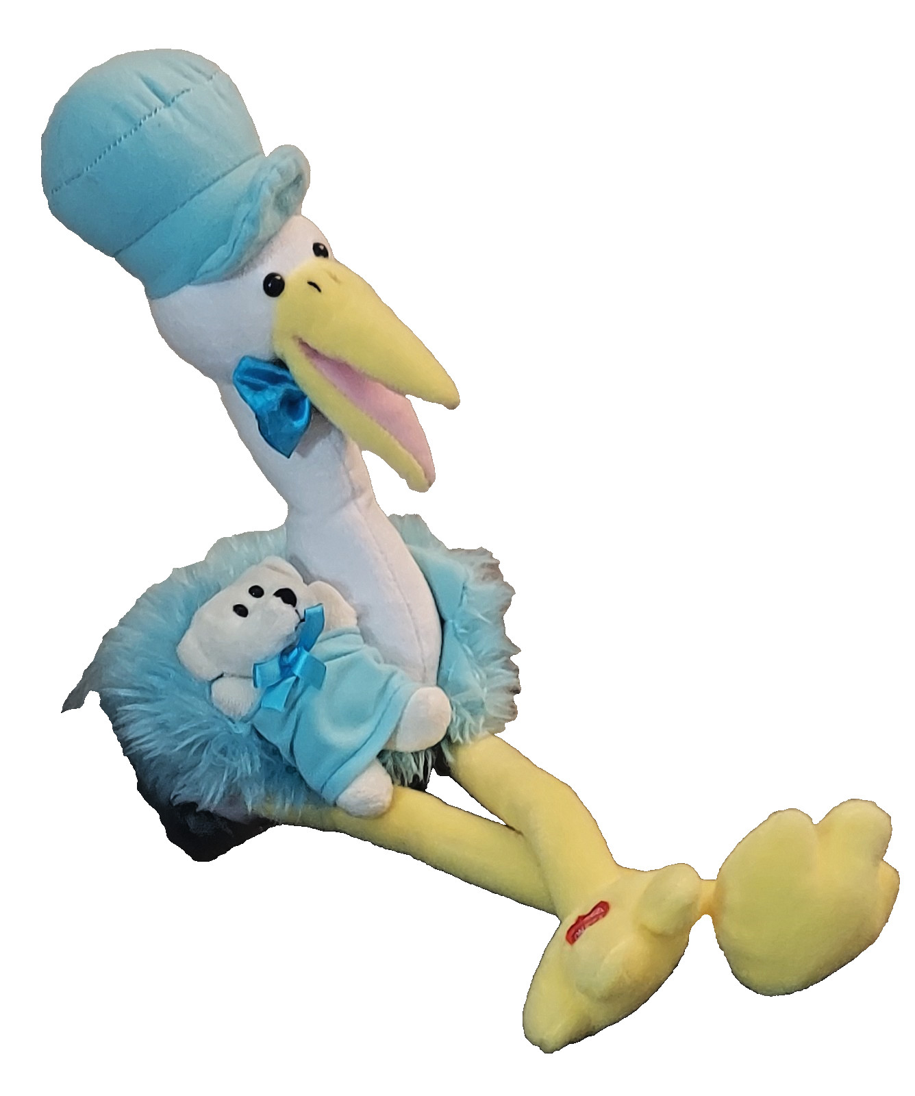 Rare Vintage PBC International Special Delivery Stork Bear Animated Plush Works