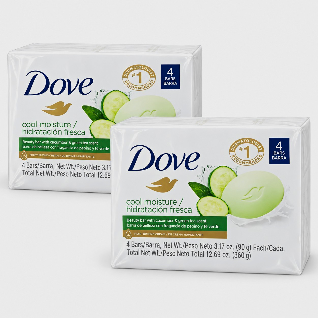 Dove Cool Moisture Beauty Bar Soap Cucumber & Green Tea Scent 4x 3.17 oz