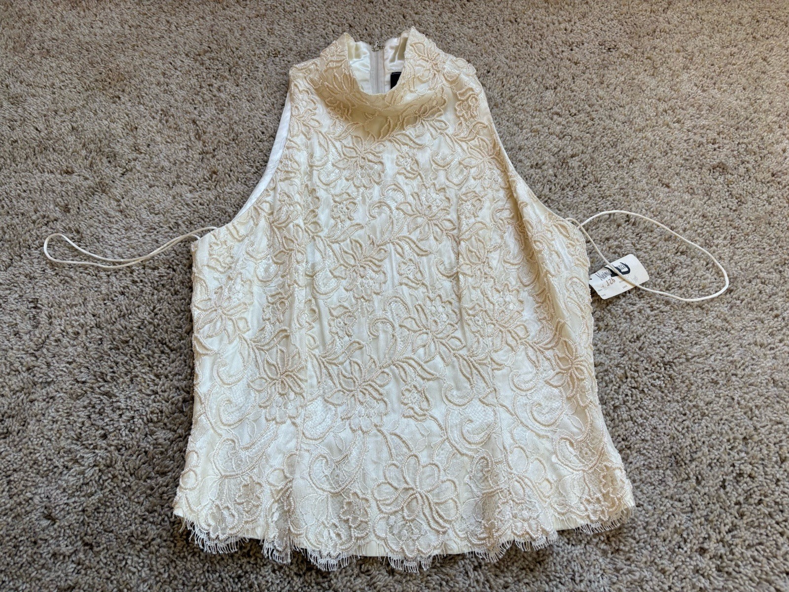NWT Carmen Marc Valvo Bodice Top 10 Beaded Floral Pattern Ivory Bridal