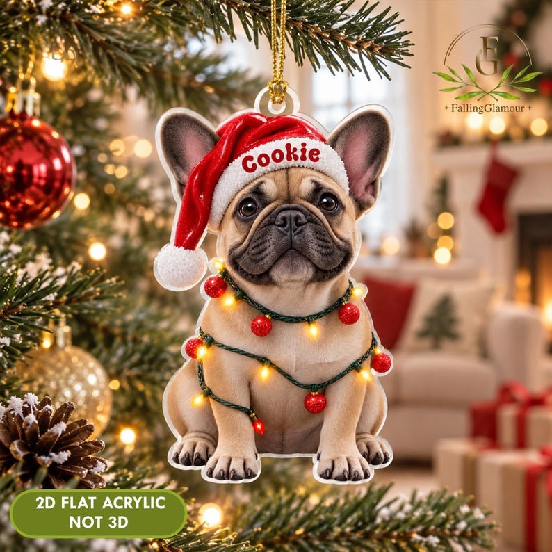 Personalized French Bulldog Ornament, Christmas French Bulldog Ornament French 