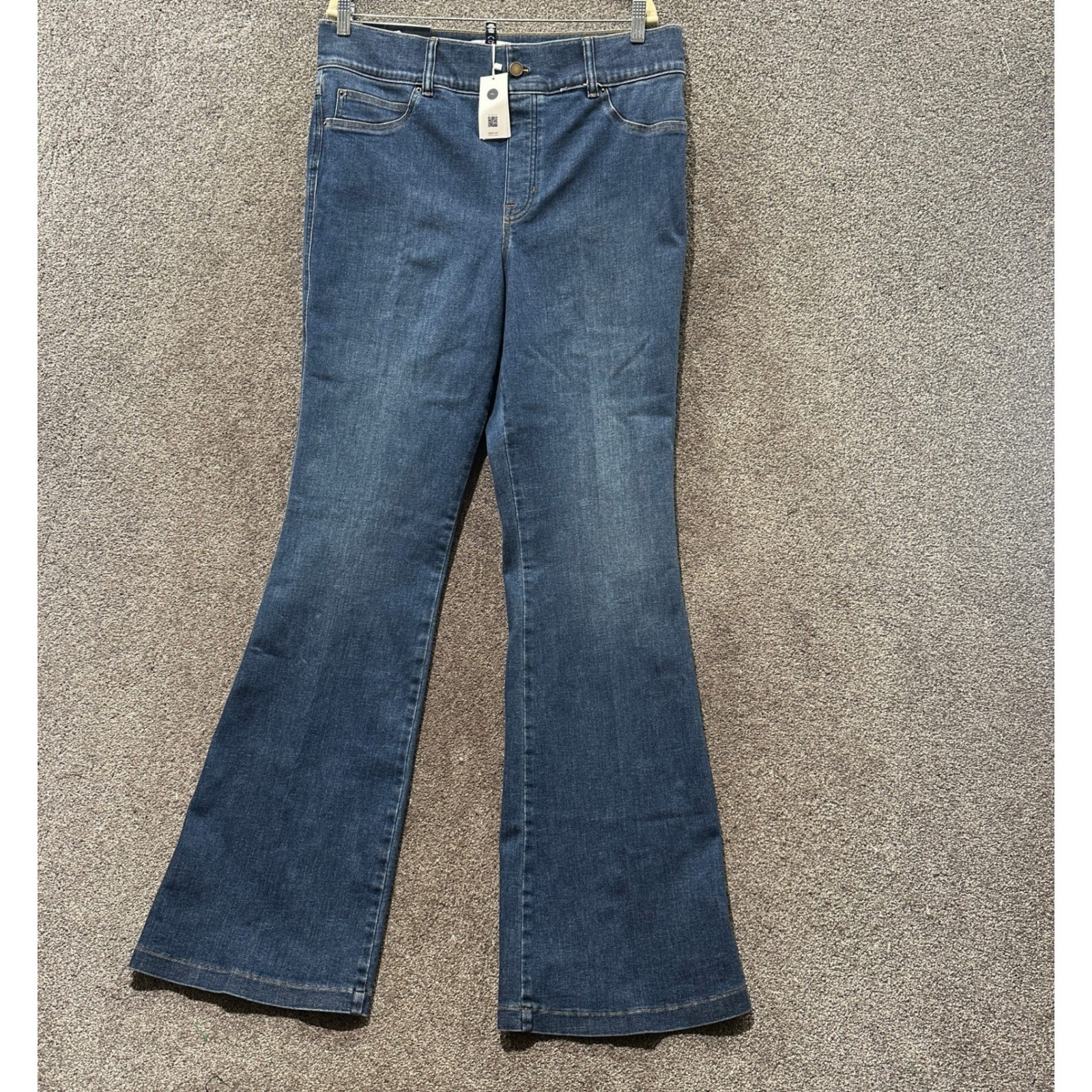Spanx Pull On Flare Jeans Women 1X Tall Tummy Control Stretch Hi Rise Shaping