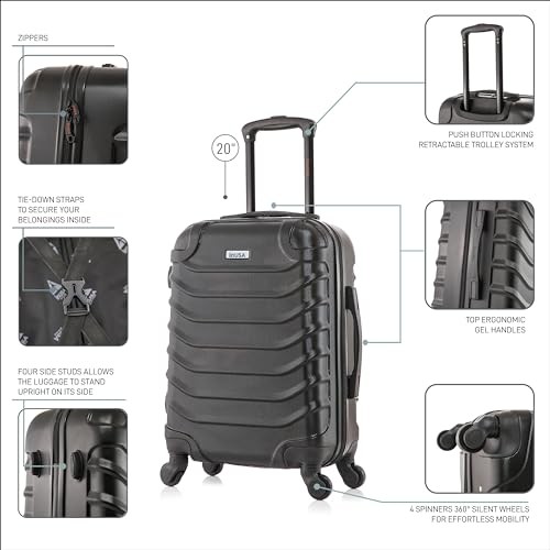 BLACK - INUSA ENDURANCE LUGGAGE WITH SPINNER WHEELS | DURABLE LIGHTWEIGHT