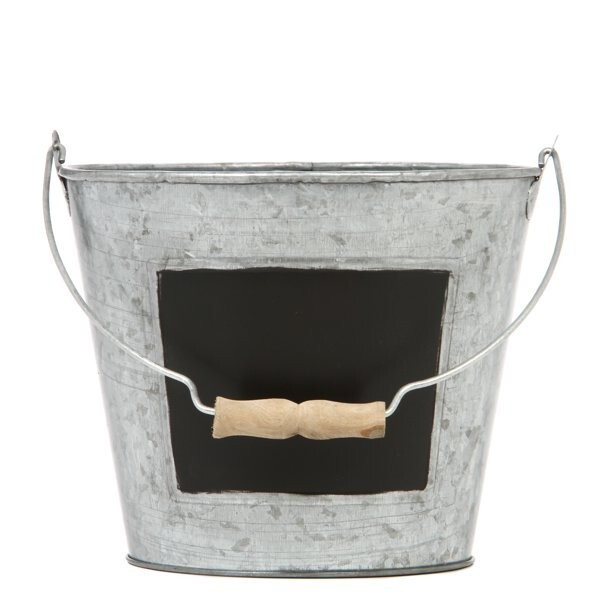 Elegant Expressions by Hosley Galvanized Metal Bucket Pail w/Chalkboard~ 6 Elegant Expressions by Hosley Galvanized Metal Bucket Pail w/Chalkboard~ 6