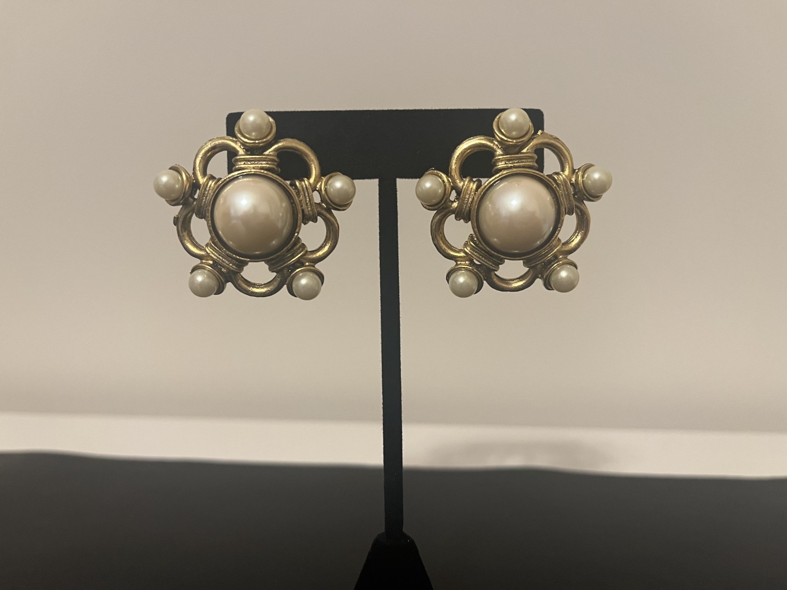 Yochi Pearl 22K Antique Gold Earrings Yochi Pearl 22K Antique Gold Earrings