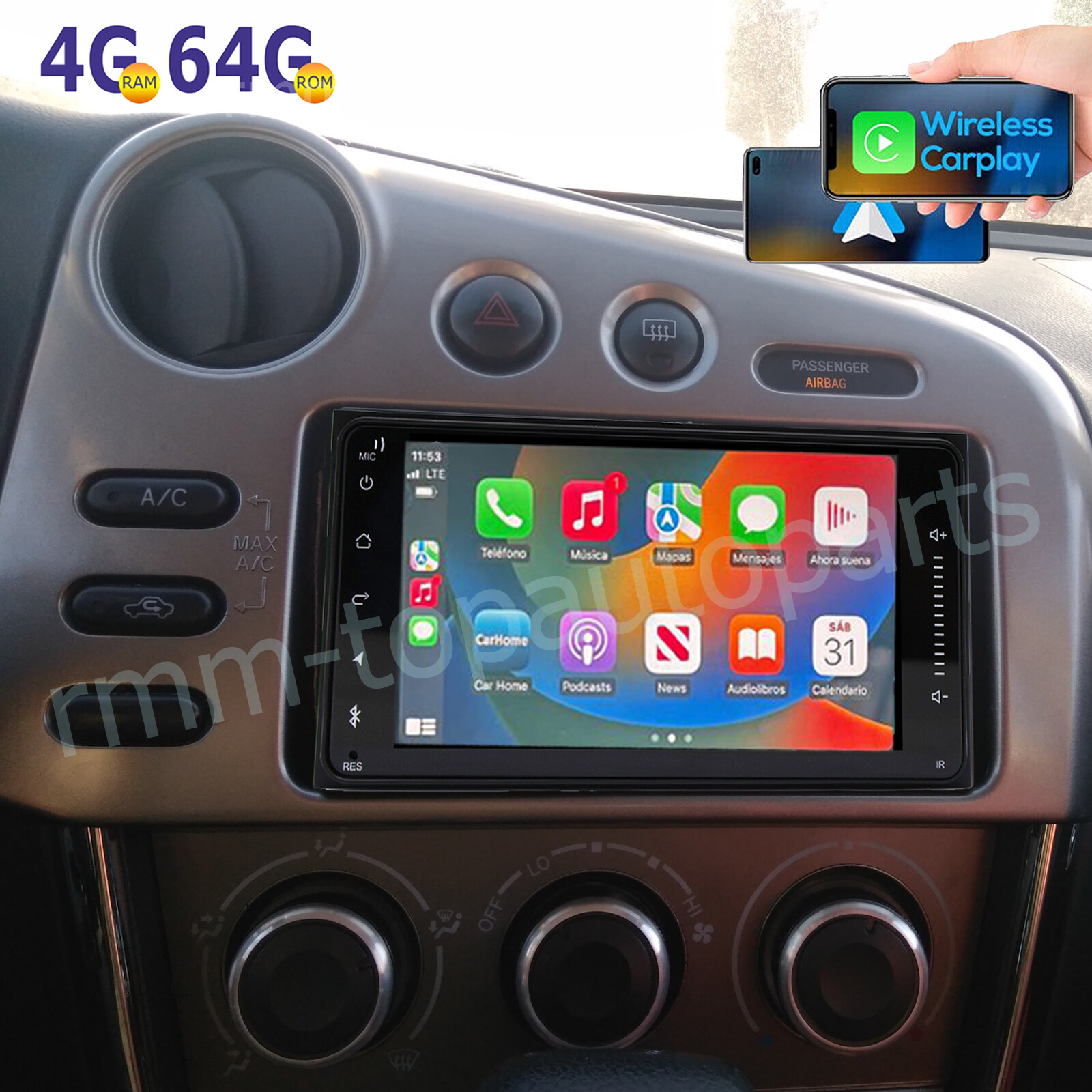Para 2003-2007 Toyota Matrix inalámbrico Carplay Android Auto Radio Navi cámara
