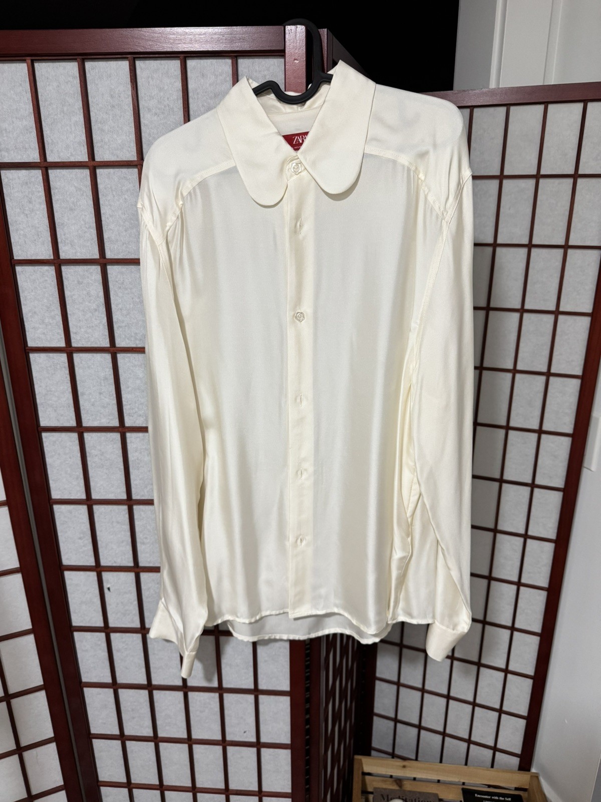 Zara x Harry Lambert Mens Silk Shirt Large Button front White Zara x Harry Lambert Mens Silk Shirt Large Button front White