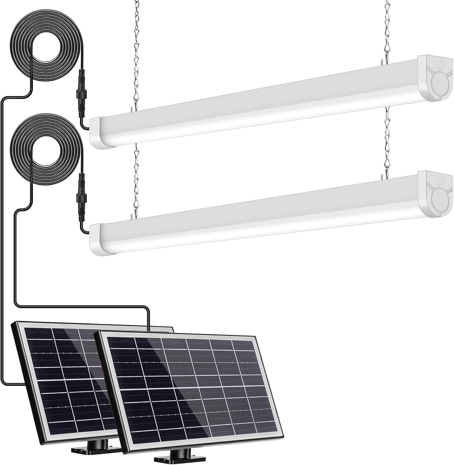 2-Pack 3FT Solar Shop Lights, 18W Motion Sensor LED Security Lights, Solar Power