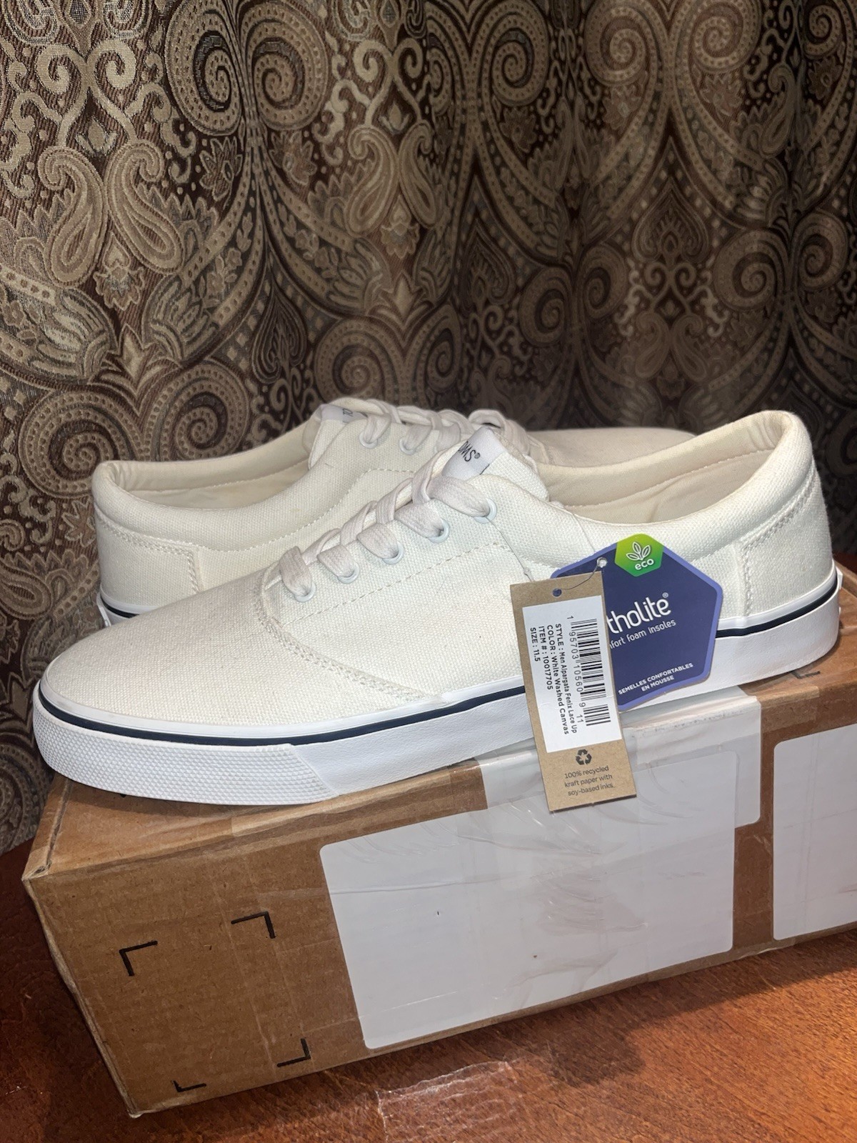 Tom’s Men’s Alpargata Size 11.5 Fenix Lace Up White Washed Canvas Tom’s Men’s Alpargata Size 11.5 Fenix Lace Up White Washed Canvas