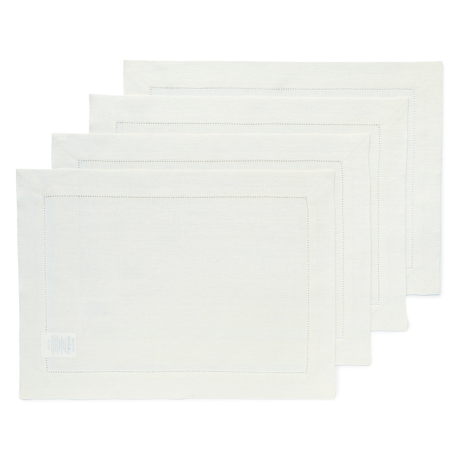 Linen Placemats 14 x 19 for Daily Dining, Hemstitched Borders, Classic Hemstitch