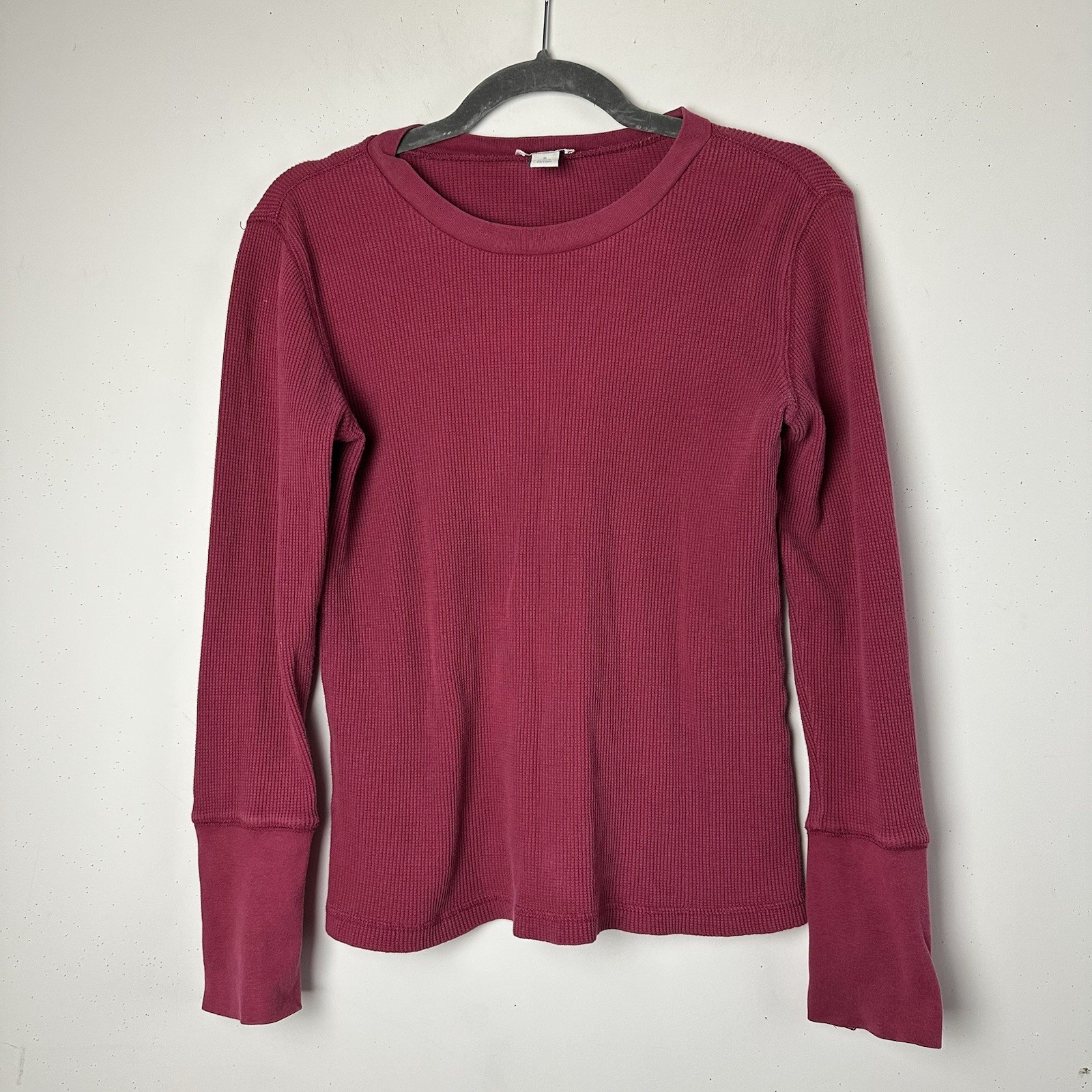 Sundance Loretta Thermal Top Tee Long Sleeve Berry Red Velvet Cuff 90s Boho S Sundance Loretta Thermal Top Tee Long Sleeve Berry Red Velvet Cuff 90s Boho S