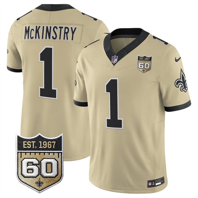 Saints #1 Kool-Aid McKinstry 2026 F.U.S.E 60th Anniversary Patch Jersey Stitched Saints #1 Kool-Aid McKinstry 2026 F.U.S.E 60th Anniversary Patch Jersey Stitched