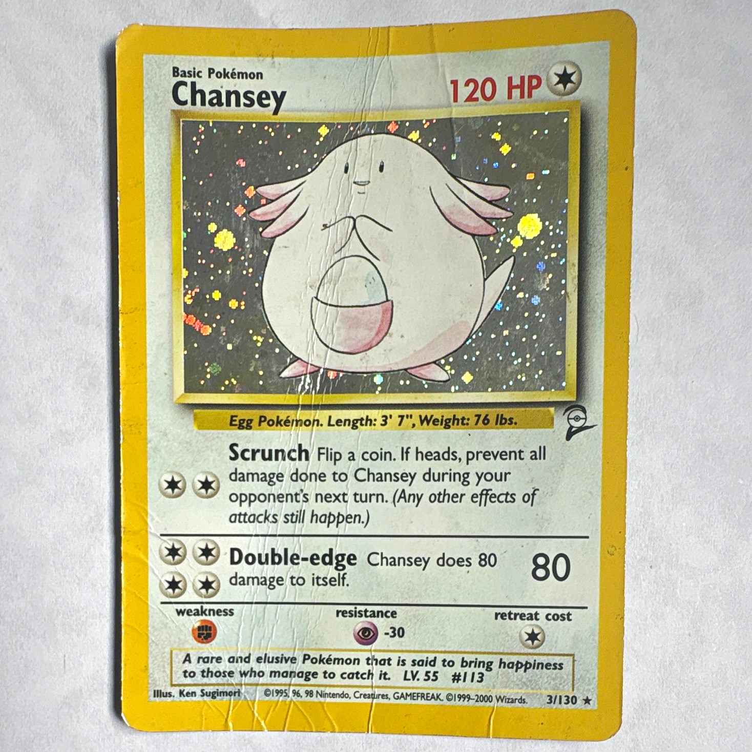 Pokemon TCG Chansey 003/130 Base Set 2 Holo Rare 120 HP EN 2000
