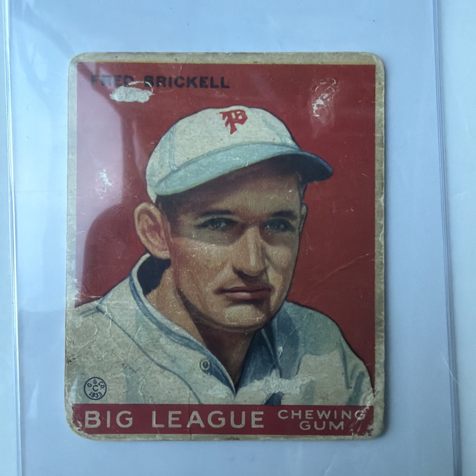 1933 Goudey Big League Chewing Gum - R319 Fred Brickell #38 (RC)