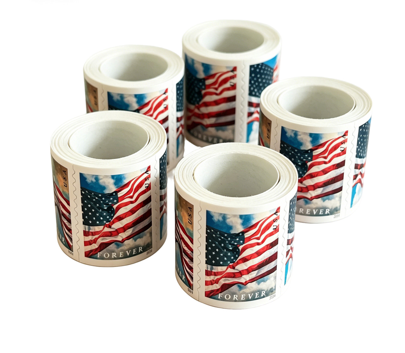 Deal 2024 US Flags Forever Stamps Scott #5875-5878 MNH Roll of 100 Coil