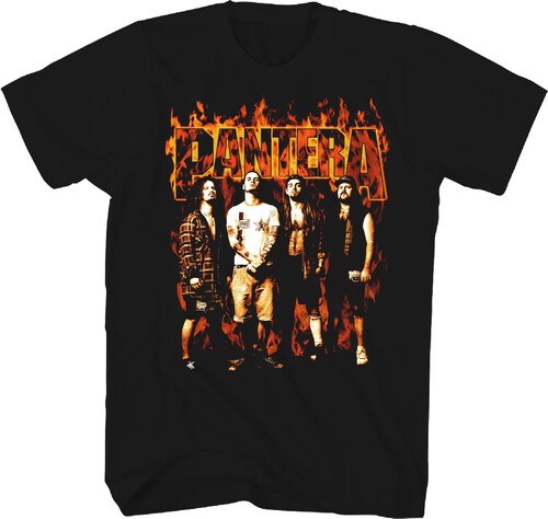 Pantera - Pantera - Flames Band Photo T-Shirt - Large Black 31512050A3 [New ] Bl