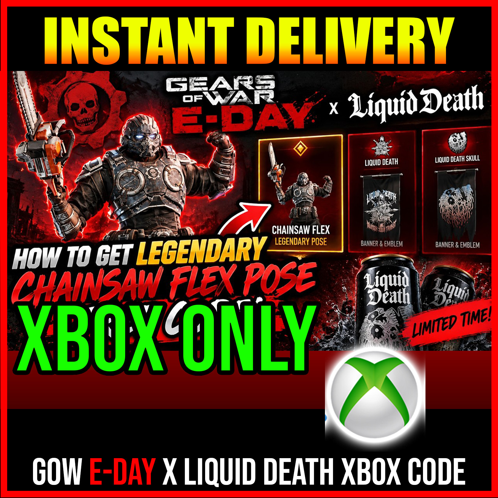 GOW Gears Of War E Day x Liquid Death Code XBOX Region Free Global Fast
