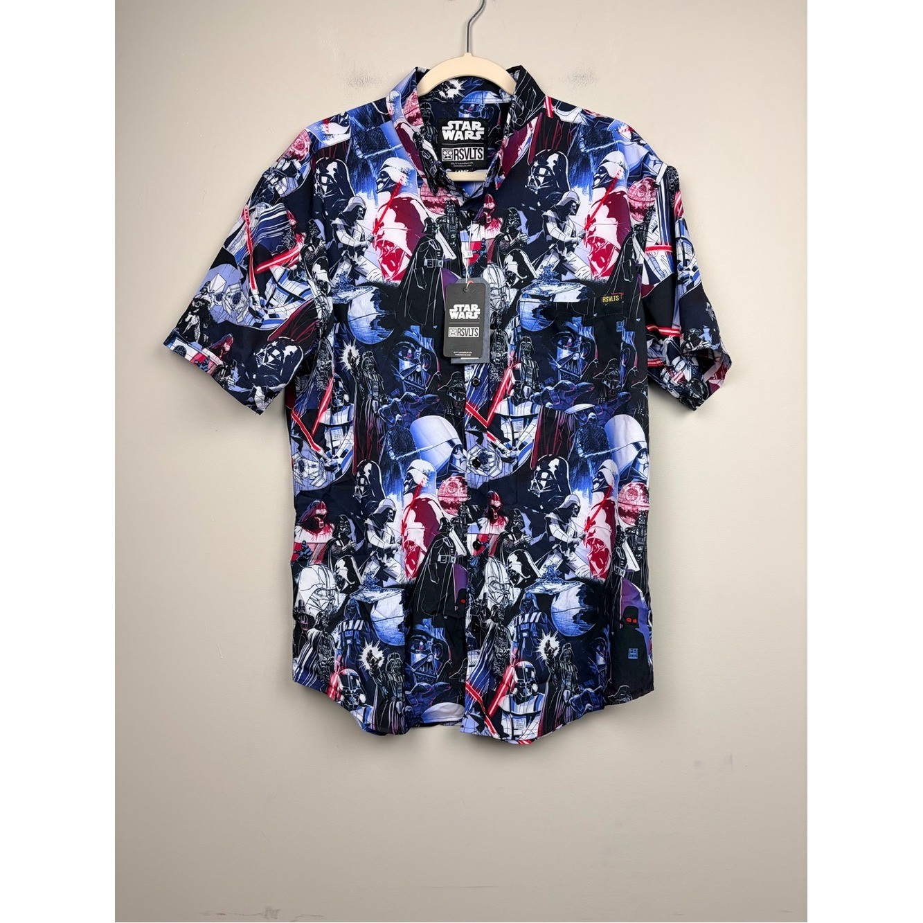 NWT RSVLTS Star Wars Darth Vader Men\'s Large Button Up Shirt Disney Lucasfilm