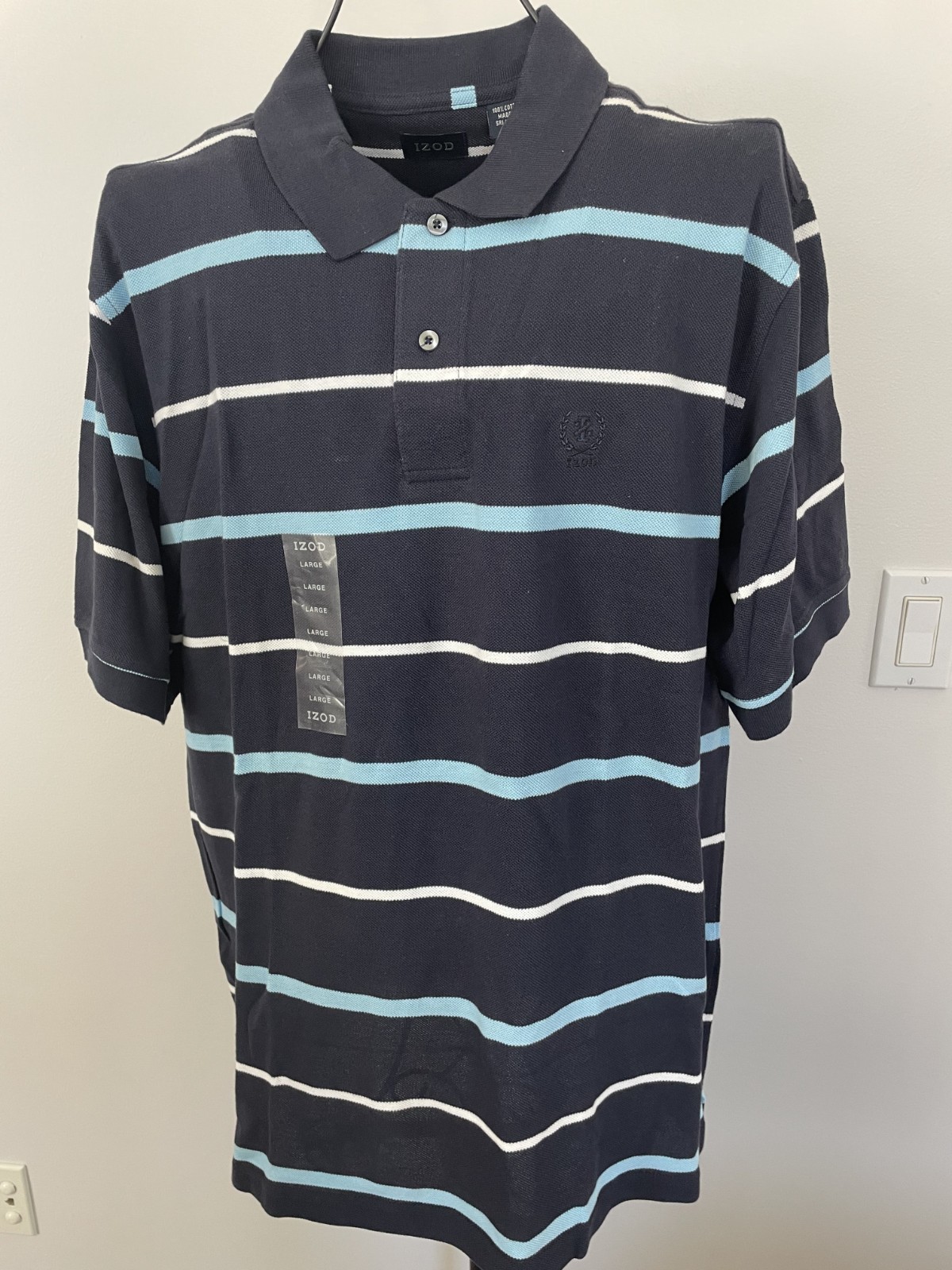 NWT Men\'s IZOD Cotton  Multicolor Polo Size L $44