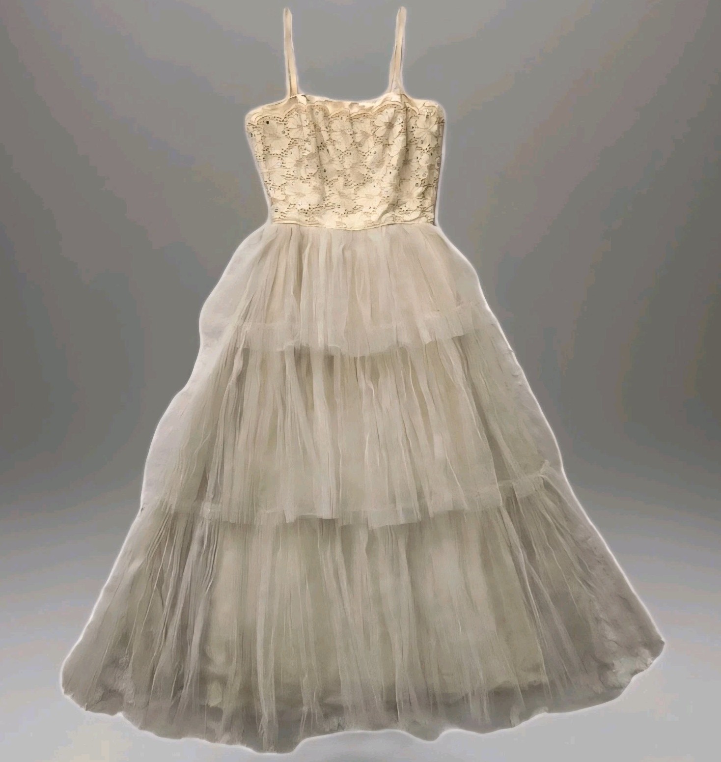 Vtg 50s Tulle & Sequin Party Dress By Dance Time, XS/2/Juniors, Formal, Bridal