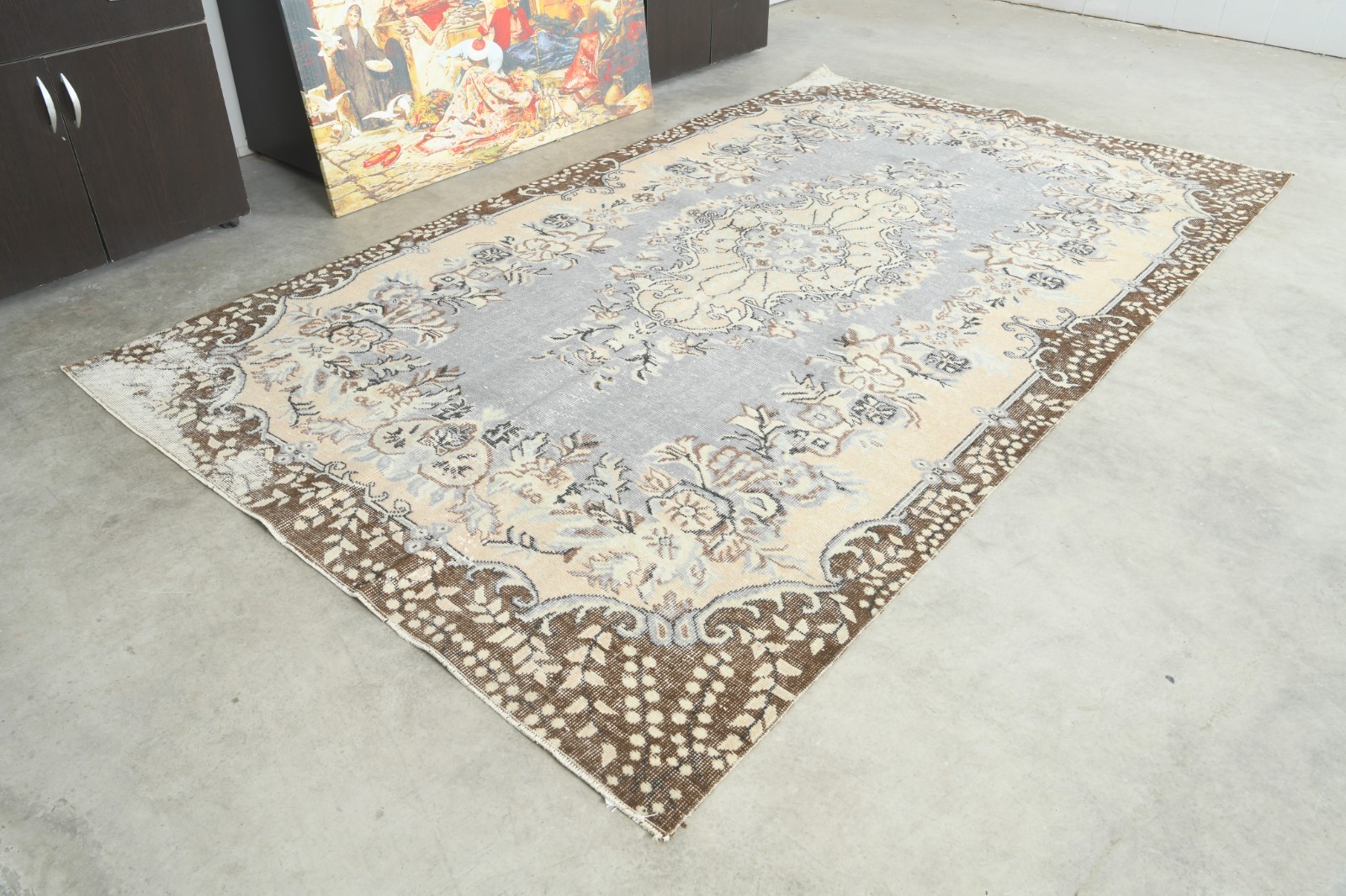 5x9 Turkish Antique Rug Anatolian Hand-Knotted Vintage Oushak Large Carpet,266
