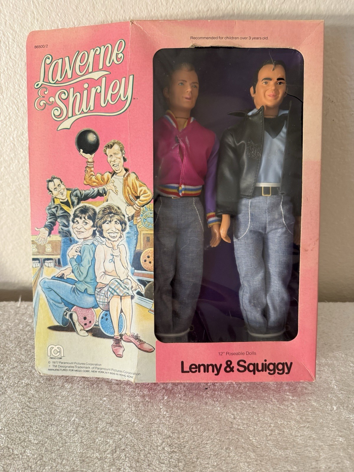 Vintage 1977 Mego Lenny & Squiggy 12” Poseable Doll Set Original Box