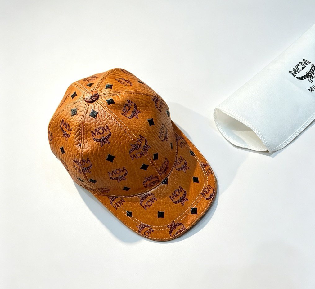 MCM Classic Visetos Baseball Cap Unisex Vintage Cognac Monogram Casual MCM Classic Visetos Baseball Cap Unisex Vintage Cognac Monogram Casual