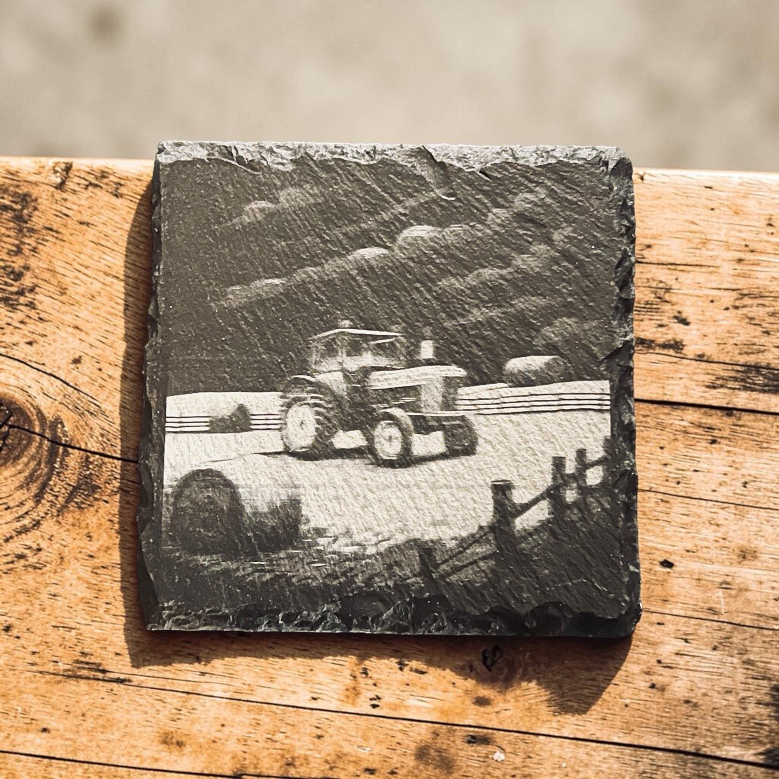 Rustic Laser Engraved Slate Coasters Unique Gift Idea 🩶 4 Pack  🖤 Farmhouse