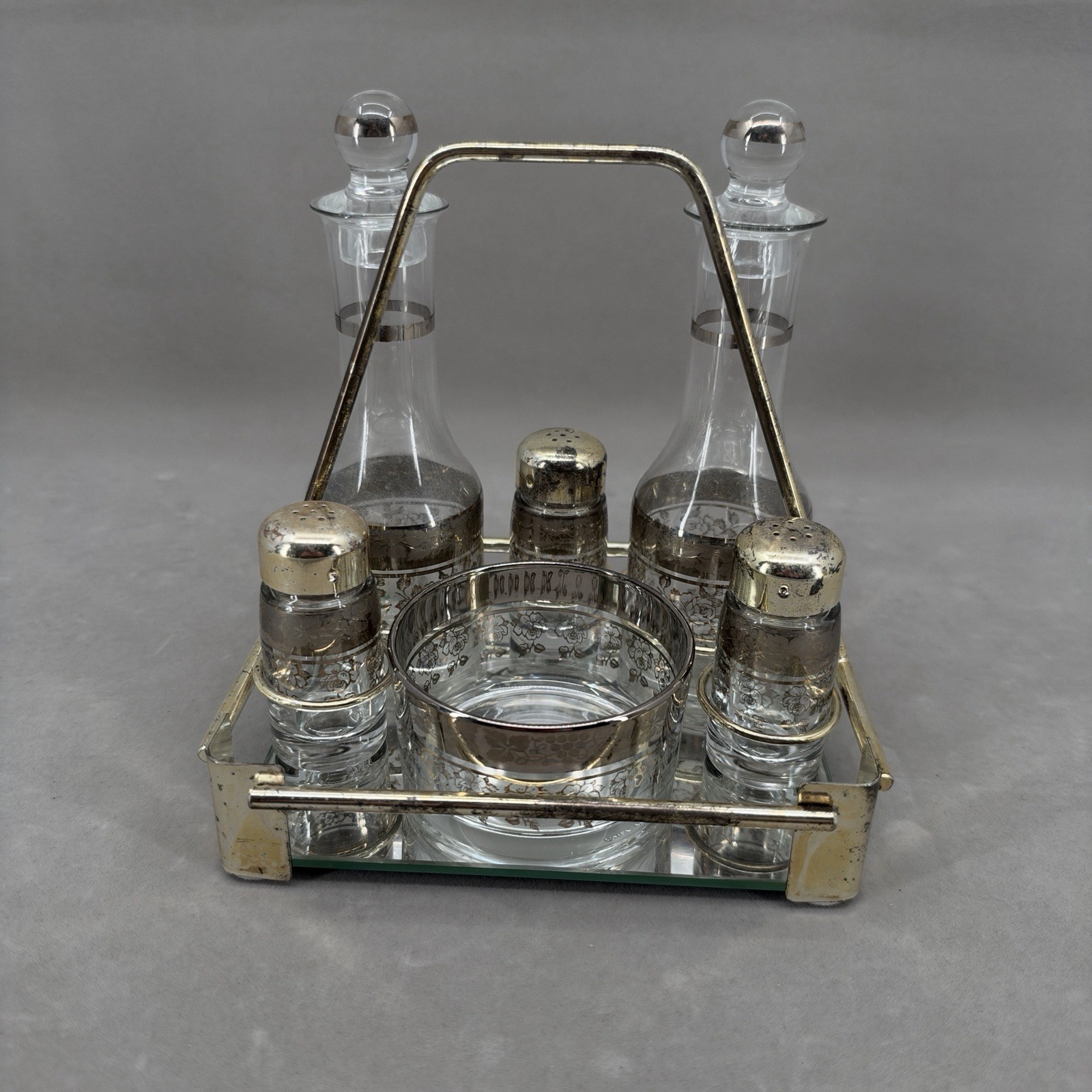 Antique Victorian Salt Pepper Oil Vinegar Cruet Castor Set Italy 32 Antique Victorian Salt Pepper Oil Vinegar Cruet Castor Set Italy 32