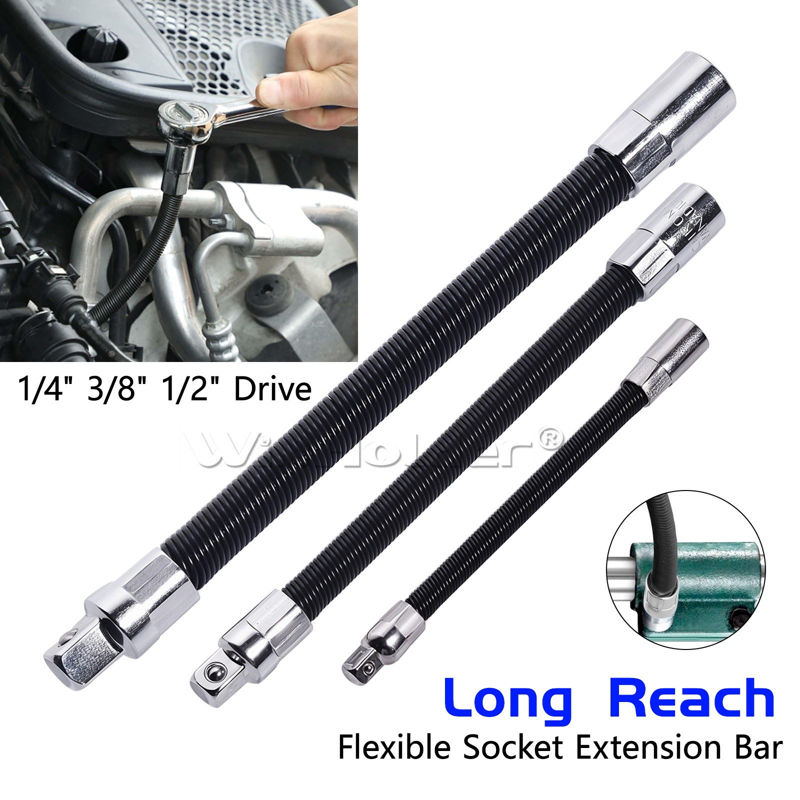 3-Pieces Flexible Socket Extension Bar Set 1/2\