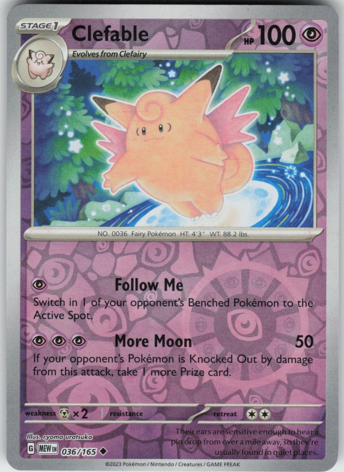 PO-03 Reverse Holo Clefable 036/165 Uncommon SV: Scarlet & Violet 151 PO-03 Reverse Holo Clefable 036/165 Uncommon SV: Scarlet & Violet 151