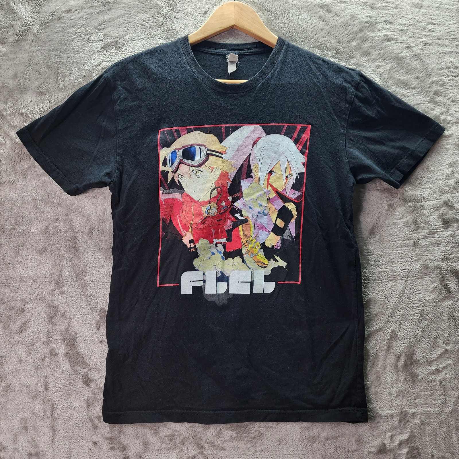 FLCL Fooly Cooly Anime T-Shirt Adult M Black Gainax Vintage Style Graphic Tee