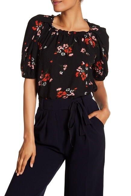 Rebecca Taylor 164169 Women\'s Short Sleeve Floral Print Blouse Size 10