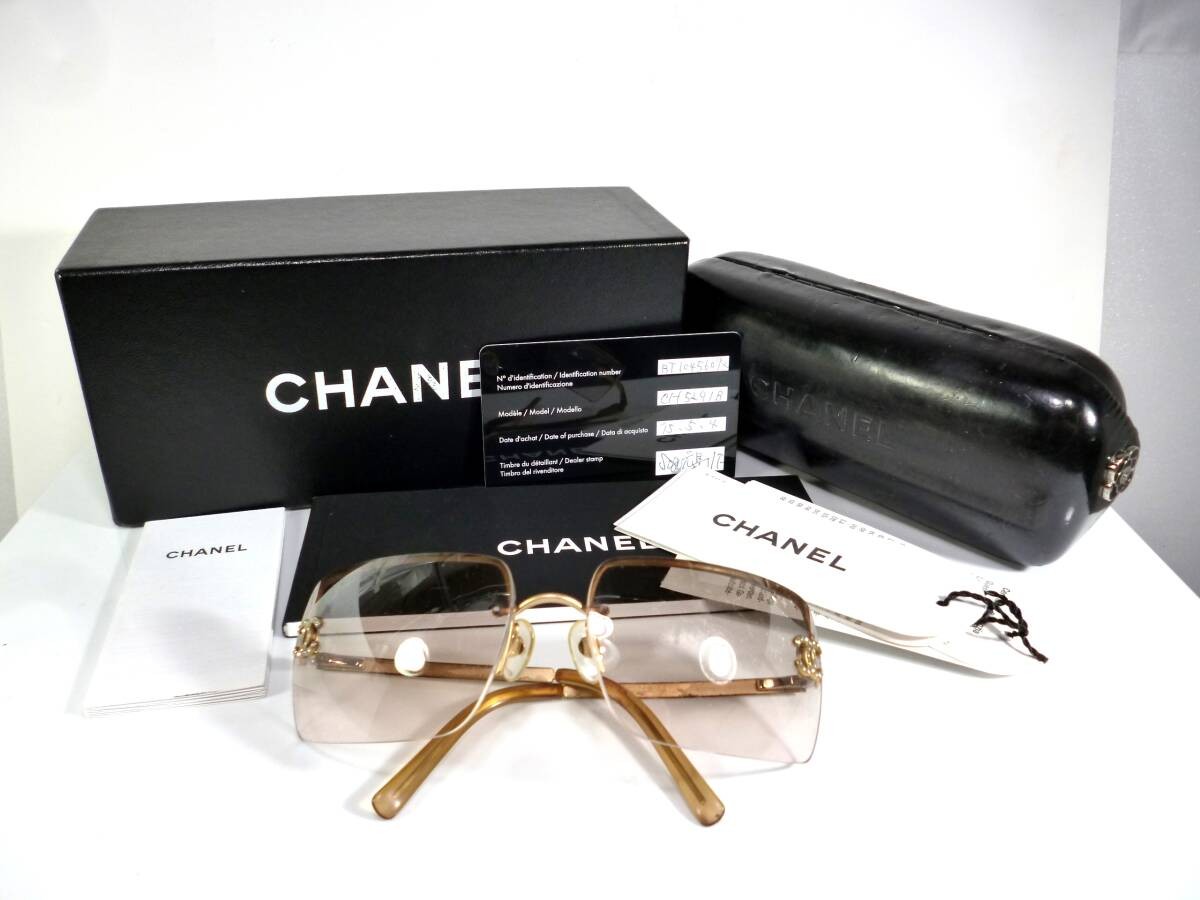 Excellent CHANEL Gold Rimless Rhinestone CC Logo Mirror Lens 4017-D Auth Italy