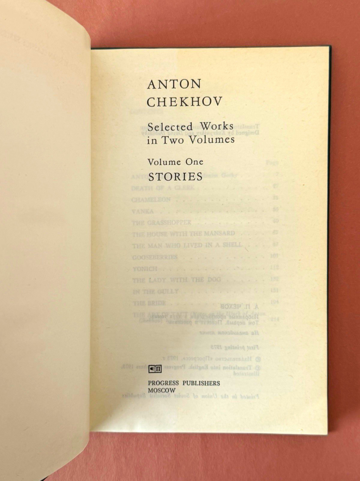 Selected Works by Anton Chekhov Volume One: Stories Hardcover — No Dust Jacket