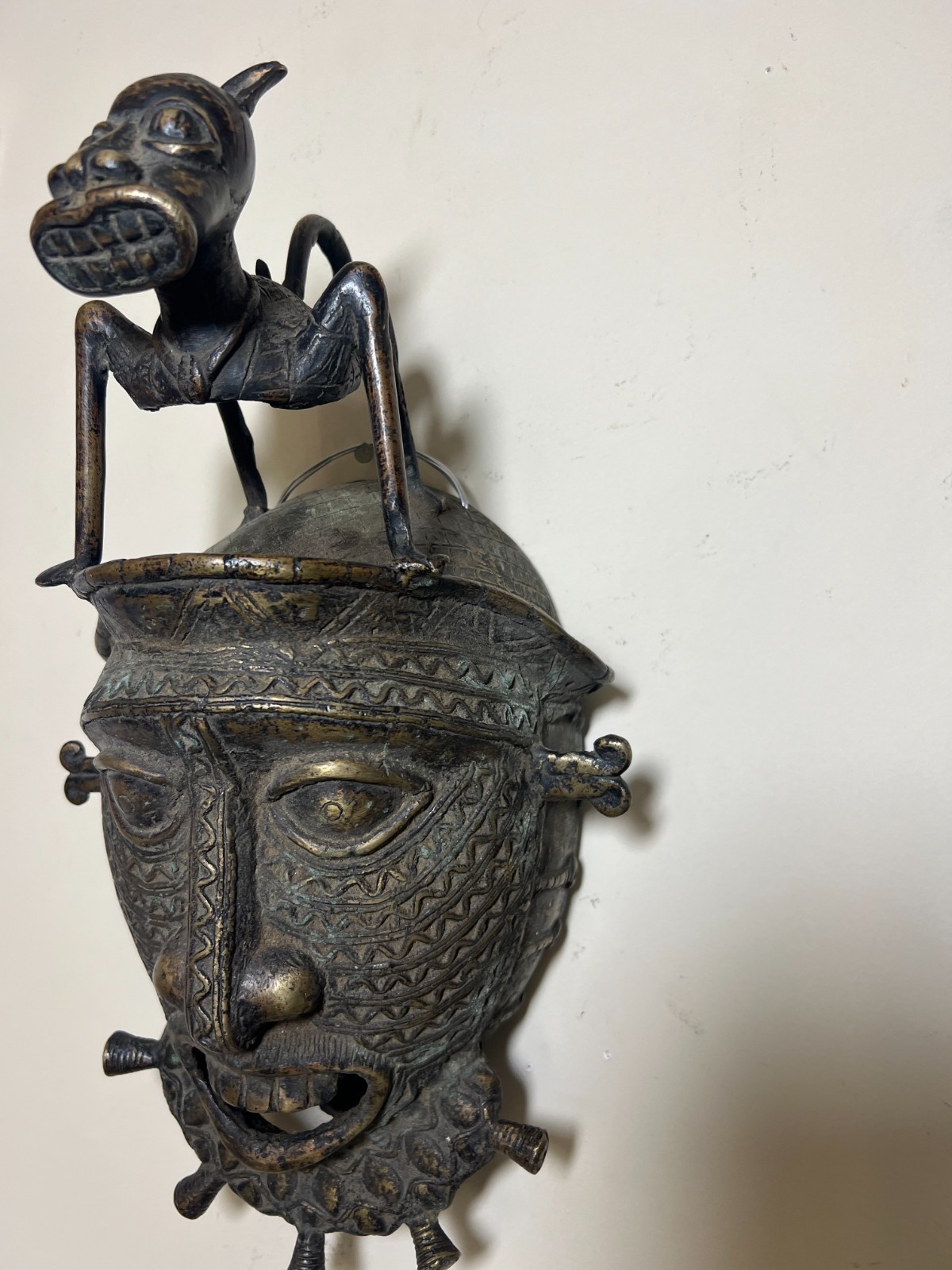 Large Benin Edo Style Bronze Mask Nigeria African Tribal Art Figure 15\ Large Benin Edo Style Bronze Mask Nigeria African Tribal Art Figure 15\