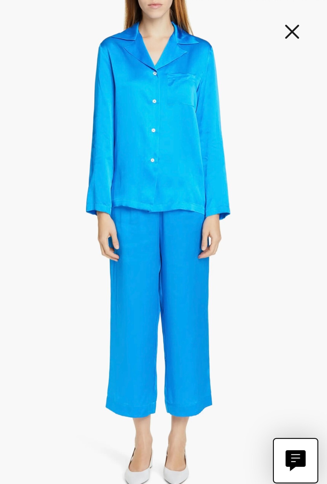NWT Mansur Gavriel Blue Silk Charmeuse Pajama Set Made in Italy SOLD OUT Medium