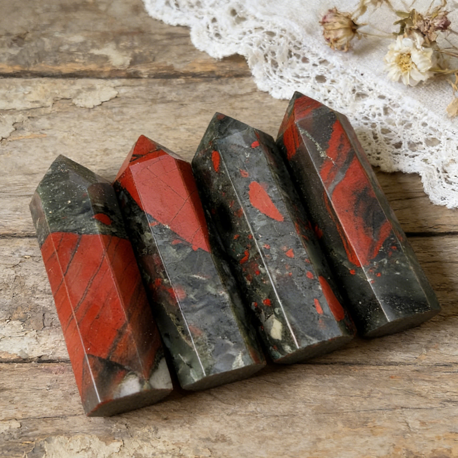 Natural African Bloodstone Tower Healing Crystal Obelisk Home Decor Gift 1PC