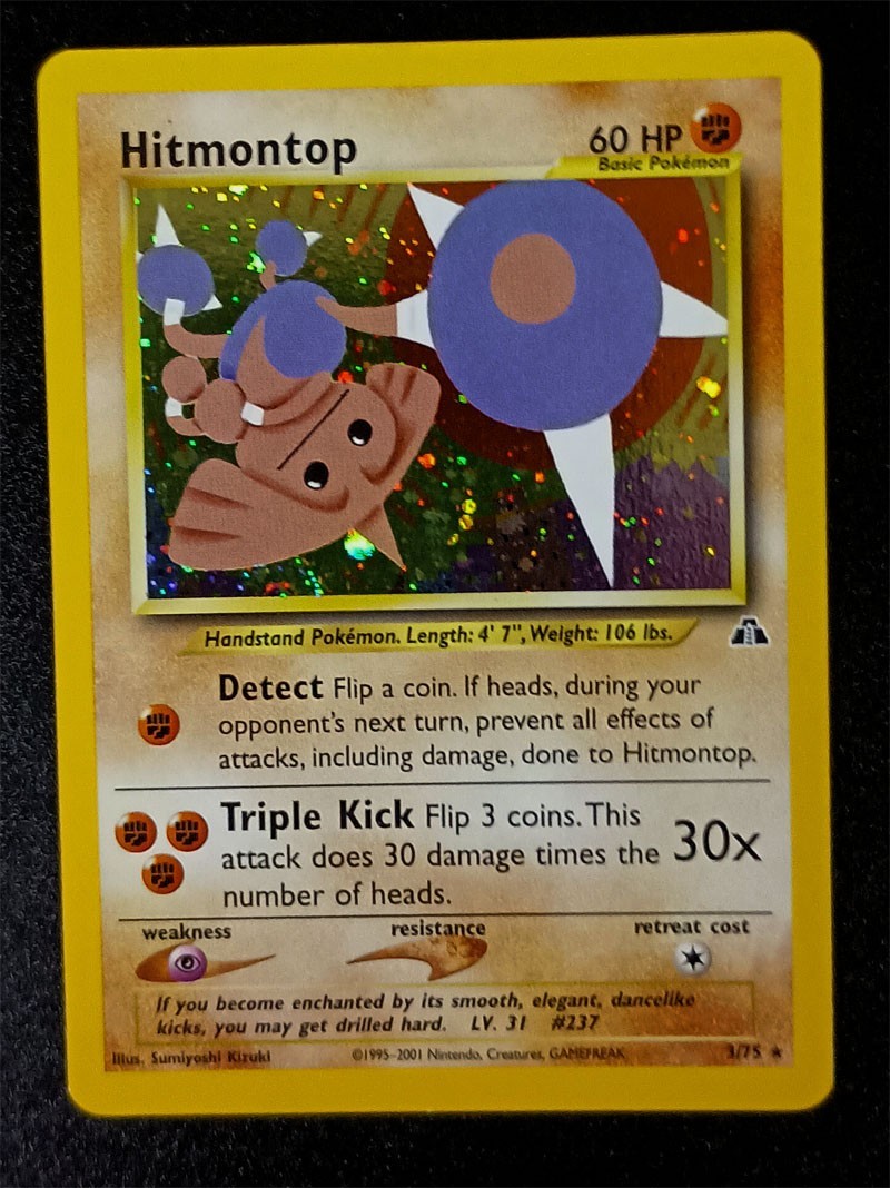 Hitmontop 3/75 Holo Rare Swirl Neo Discovery LP With Free eBay Shipping 3a
