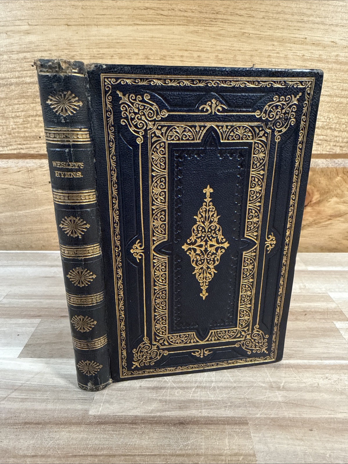 c1860 JOHN WESLEY HYMN BOOK fine binding LEATHER antique METHODIST hymns