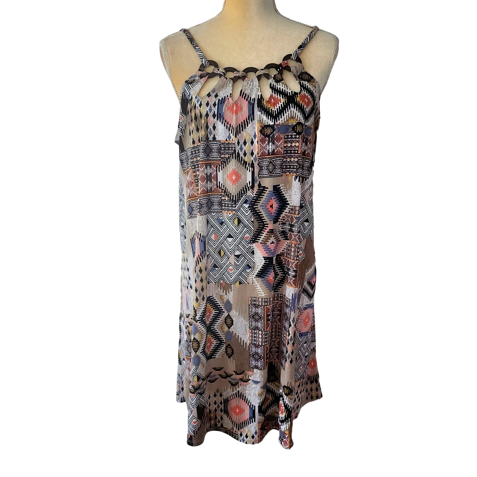SJS Women\'s Aztec Tank Swing Shift Sundress Size Medium