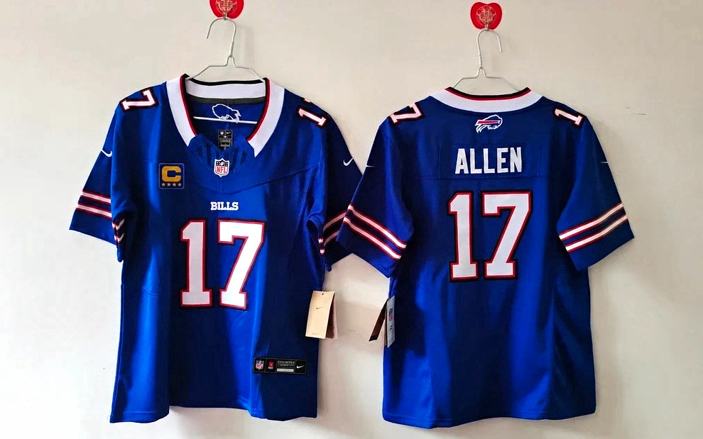 Nike Buffalo Bills Josh Allen #17 Football Jersey Blue/White Captain Jersey Nike Buffalo Bills Josh Allen #17 Football Jersey Blue/White Captain Jersey