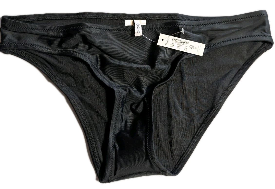 Madewell Second Wave Bikini Bottom Womens Medium Black Classic Swim Bottom NWT